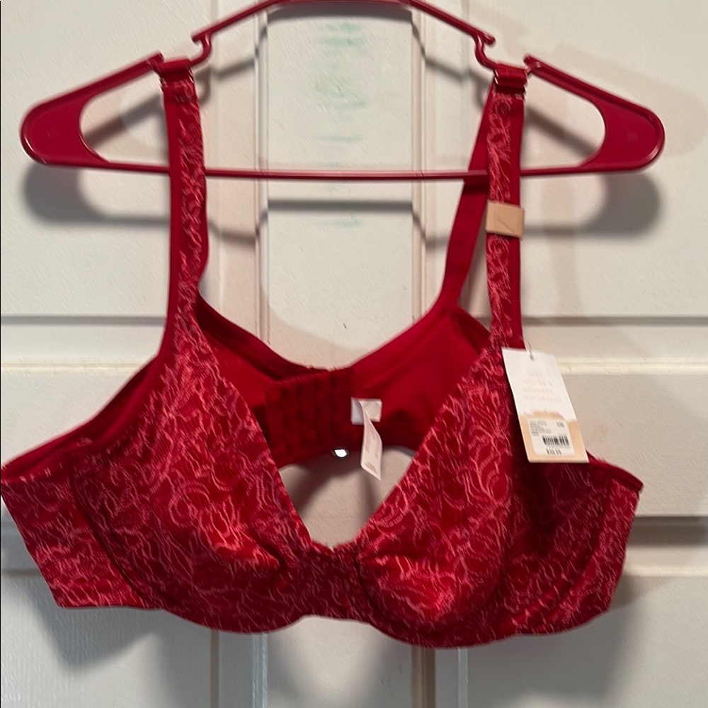 Cacique Red Lace Full Coverage Bra with Underwire Support